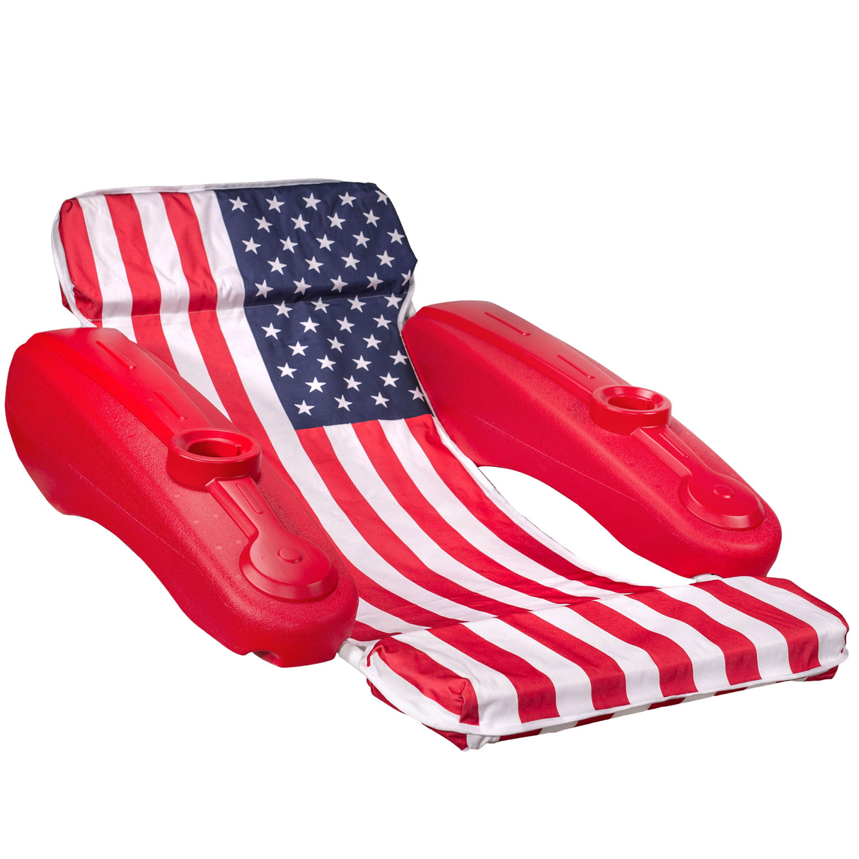 XtremepowerUS American Flag Swimming Pool Floating Chaise Lounge Cushion Cupholder