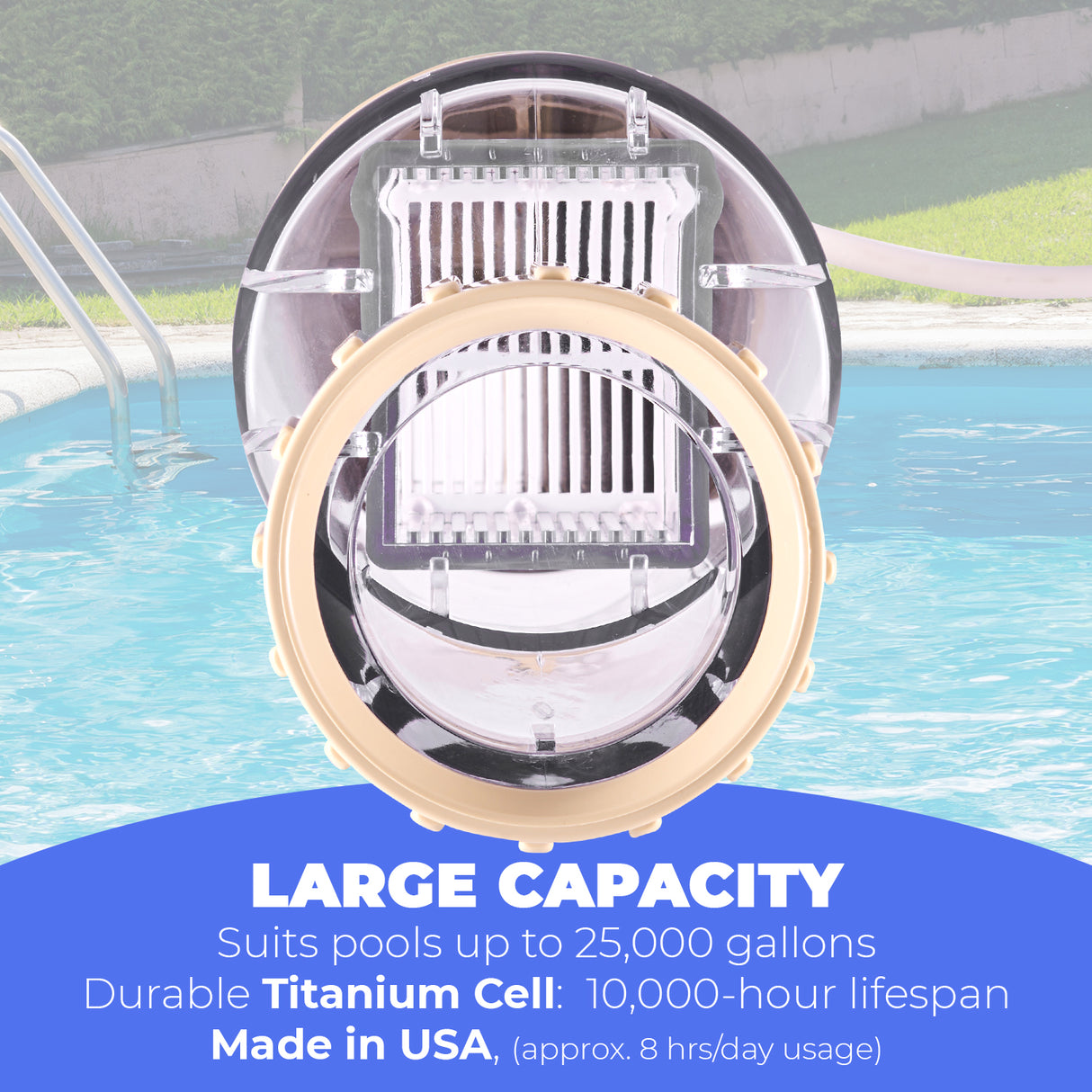 Universal Replacement Salt Chlorination 9 Cell Plate up to 25,000 Swimming Pool