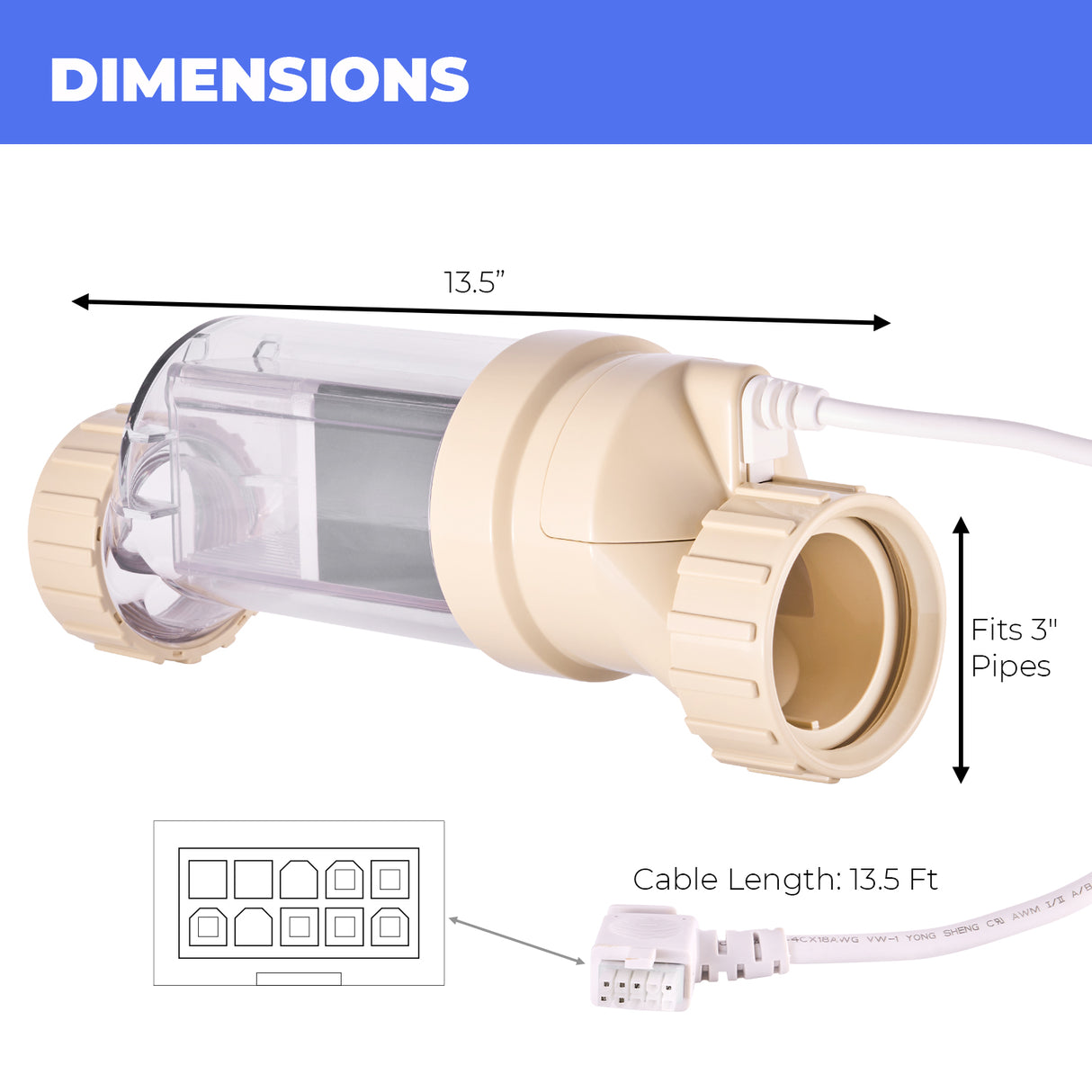 Universal Replacement Salt Chlorination 9 Cell Plate up to 25,000 Swimming Pool