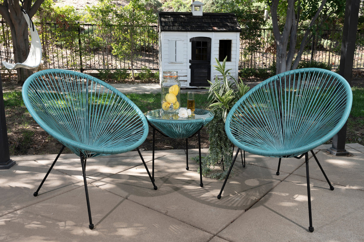 Barton 3PCS All-Weather Patio Acapulco Bistro Furniture Set Coffee Side Table