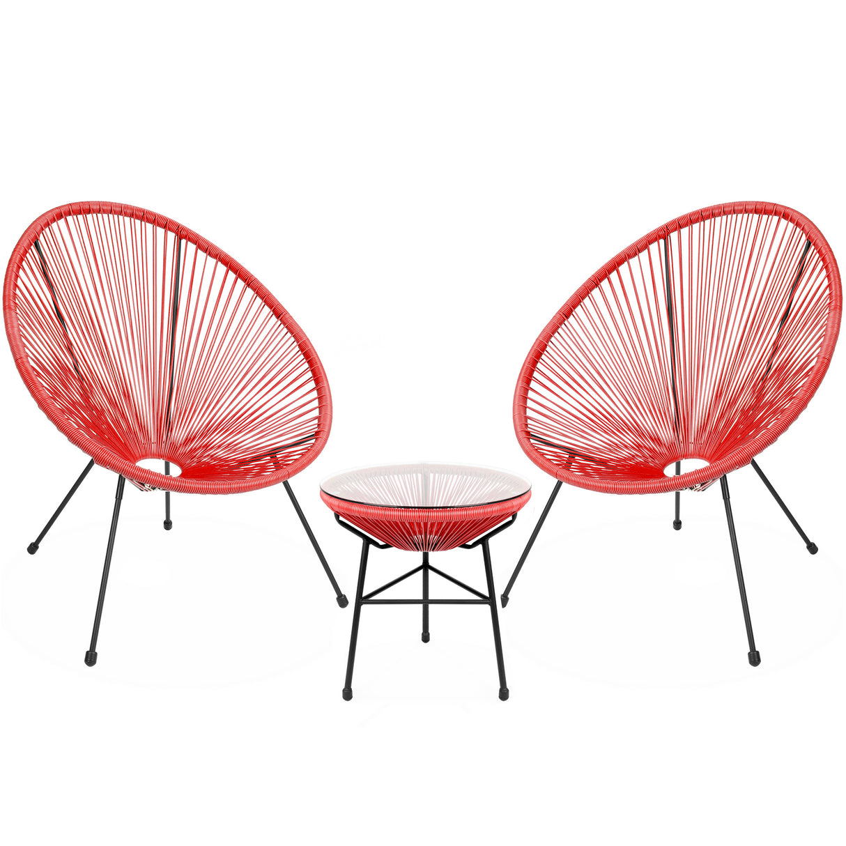 Barton 3 PCS Rattan Patio Bistro Set Outdoor Acapulco Chair Set All-Weather