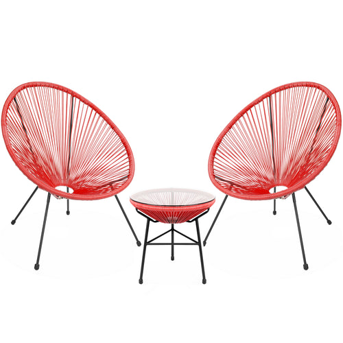 Barton 3 PCS Rattan Patio Bistro Set Outdoor Acapulco Chair Set All-Weather