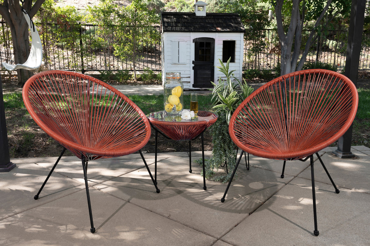 Barton 3 PCS Rattan Patio Bistro Set Outdoor Acapulco Chair Set All-Weather