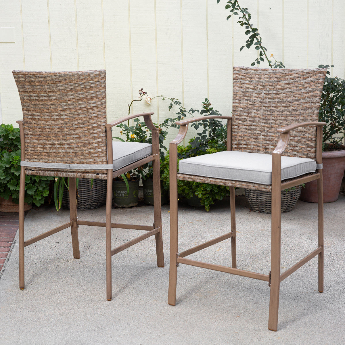 Barton 3-Piece Outdoor Bar Table & Stools All-Weather Patio Bistro Cushioned Bar