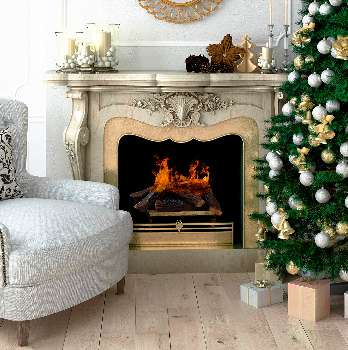 Barton Realistic Flame Large Ceramic Wood Realistic Flame Firepit Log Kit