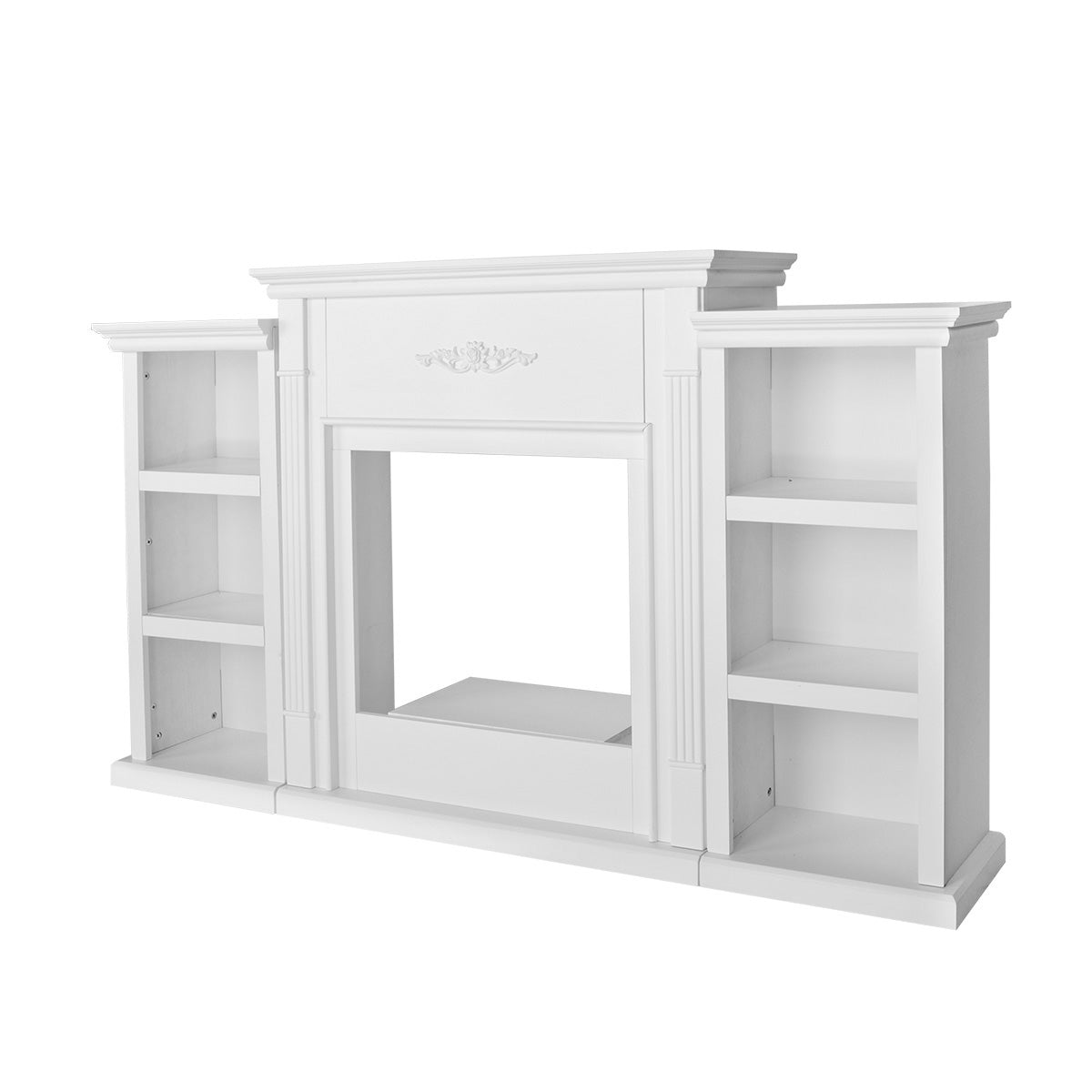 Barton 70" Media TV Stand for Portable Fireplace Bookcases Large White-Stand