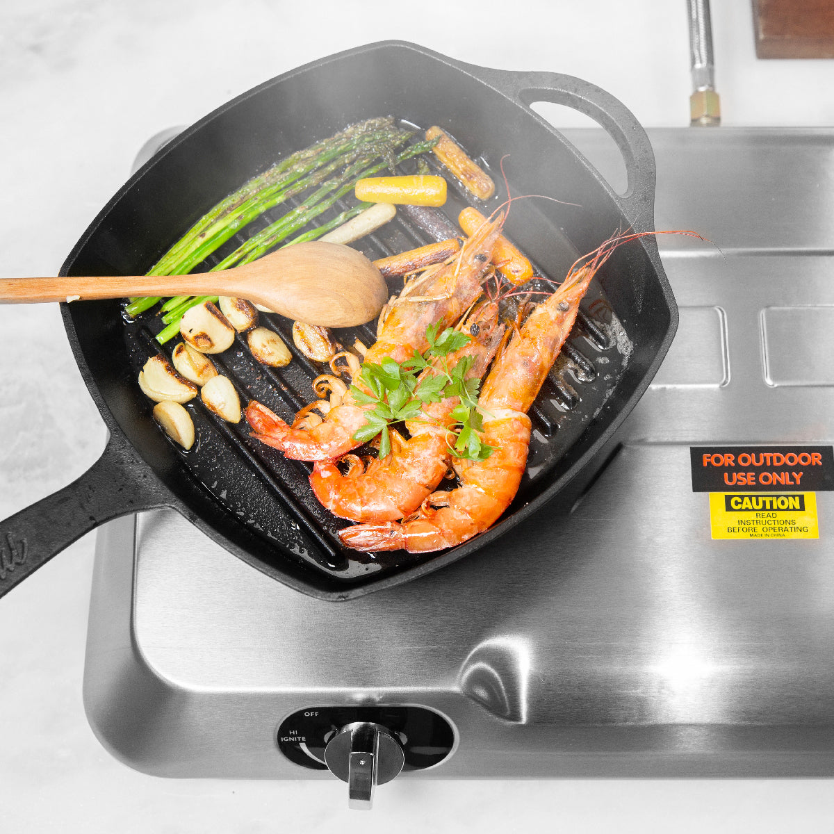 XtremepowerUS 25,516BTU Double Burner Stove Auto Ignition Cooktop Propane Hose