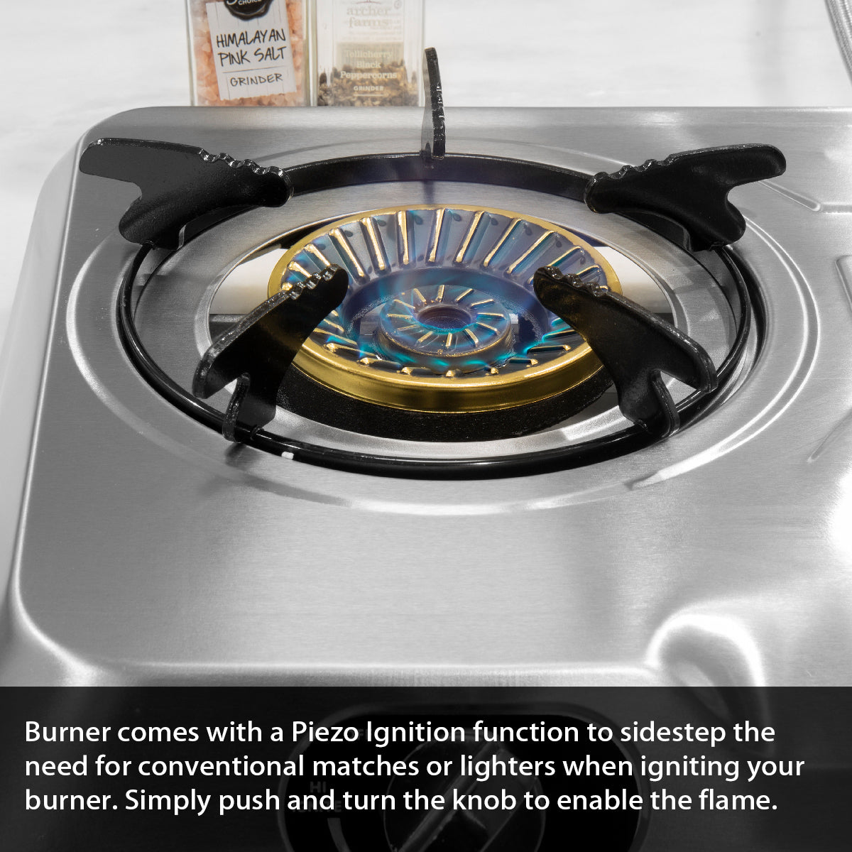 XtremepowerUS 25,516BTU Double Burner Stove Auto Ignition Cooktop Propane Hose