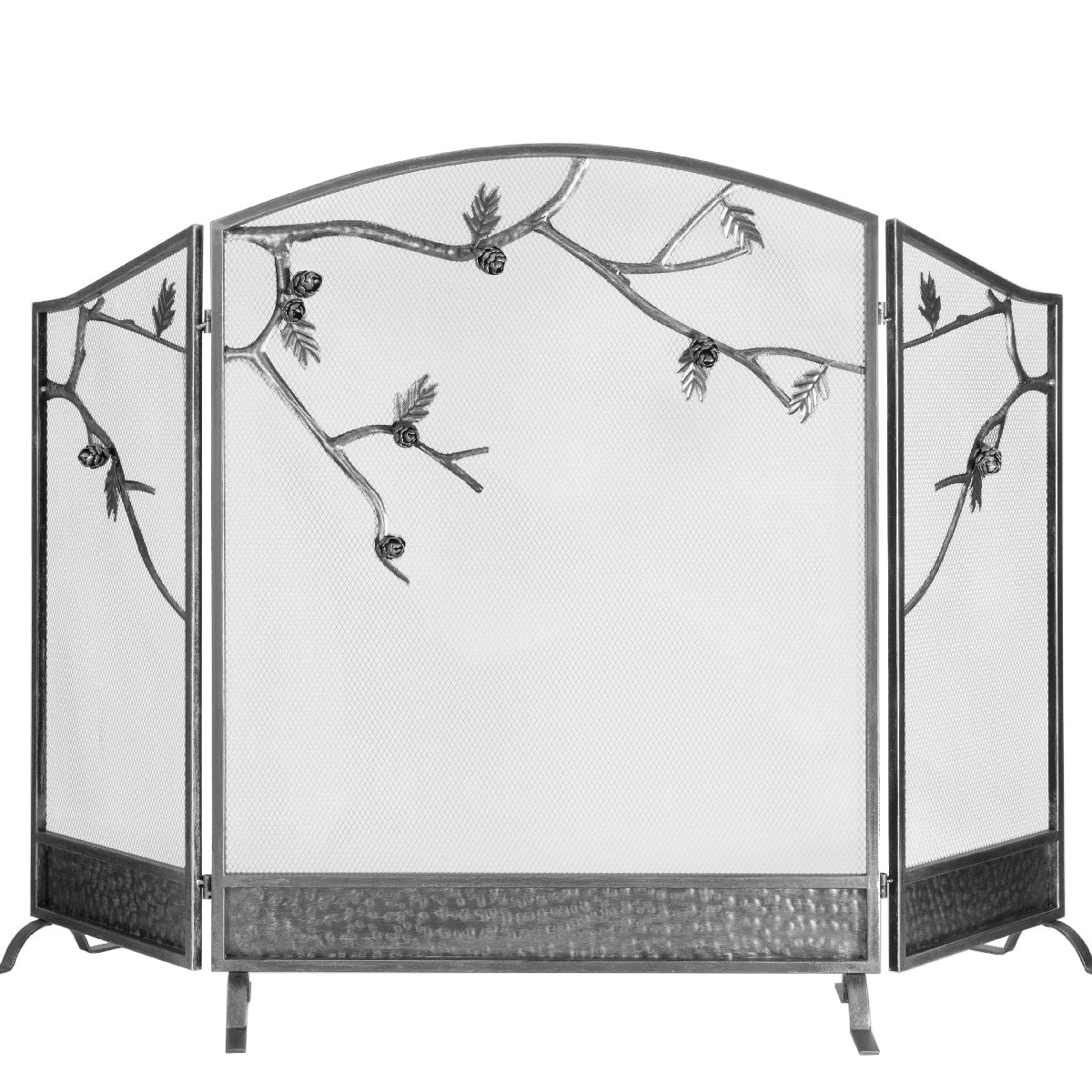 Barton 53" x 36" Fireplace Screen 3 Panel Spark Guard w/ Tree Branches, Black