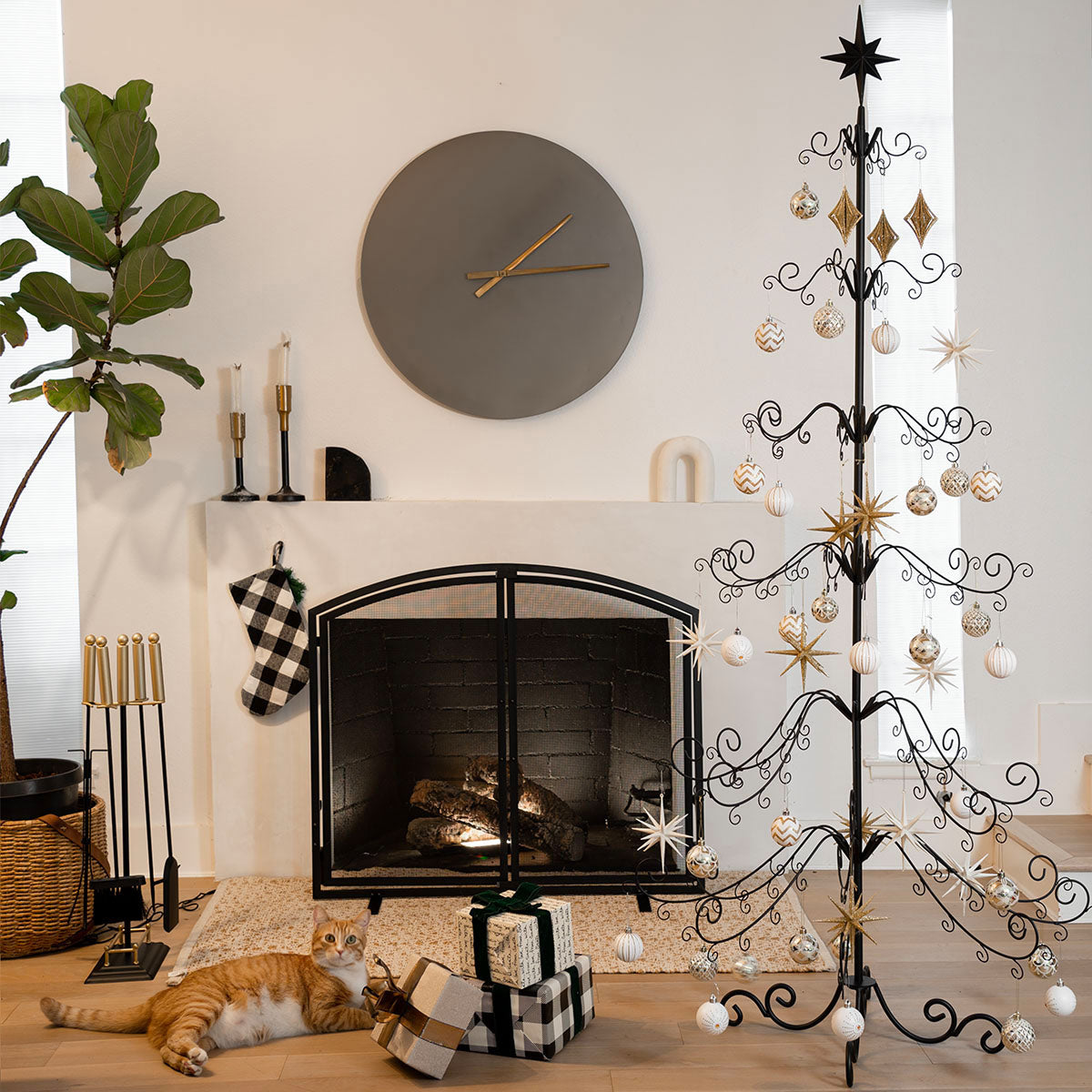 Barton 6.4ft Wrought Christmas Tree Ornament Display Stand Holder Hang Wire Hook