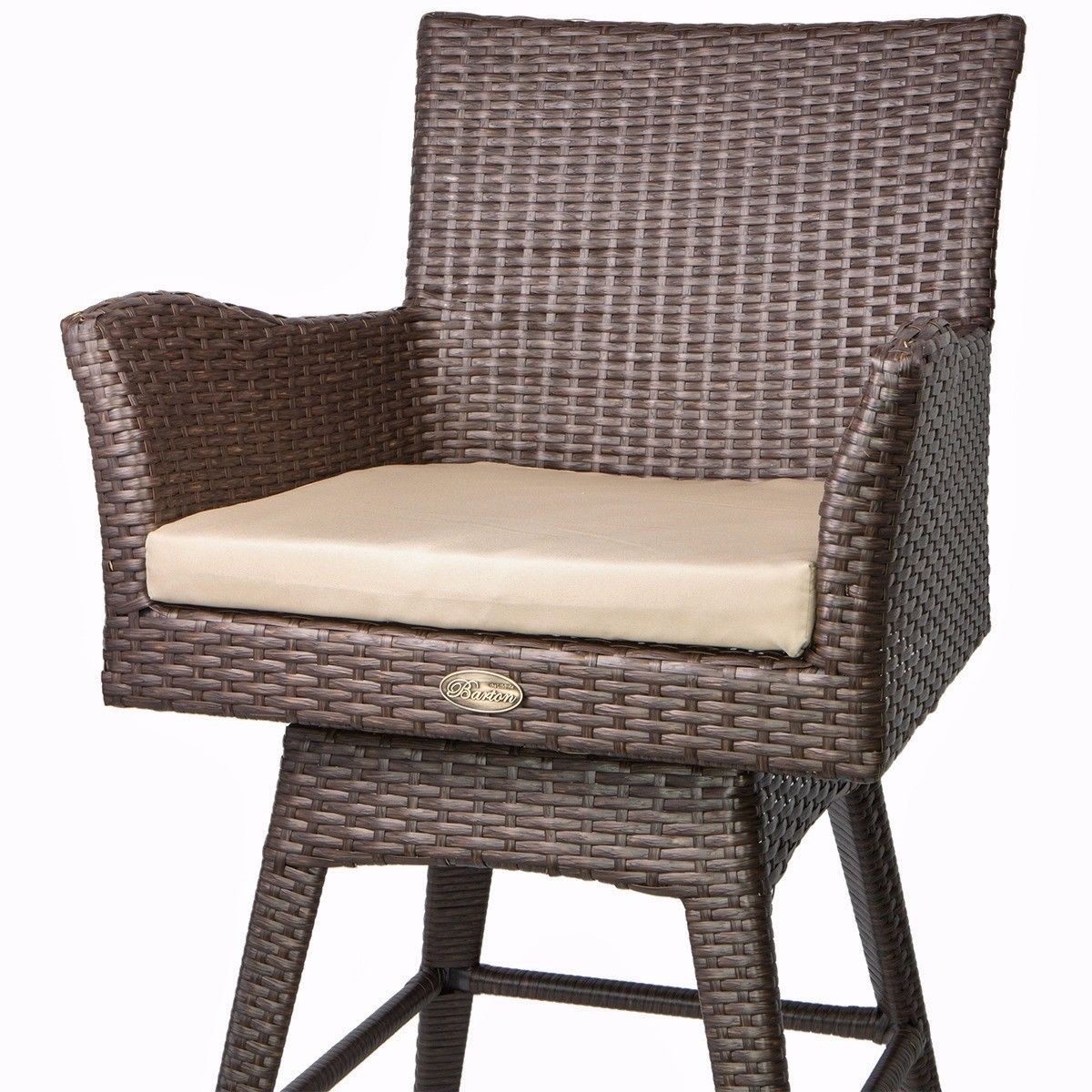 Barton 2 Pieces Swivel Bar Stool w/ Foot Rest Weather Resistant Fabric Cushion