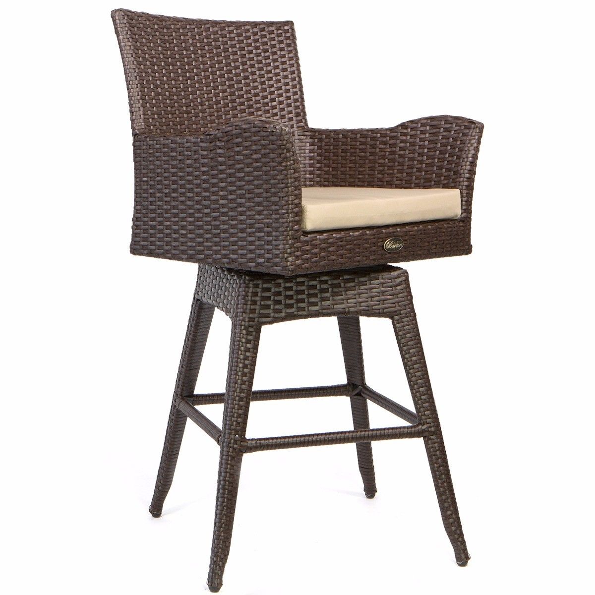 Barton 2 Pieces Swivel Bar Stool w/ Foot Rest Weather Resistant Fabric Cushion