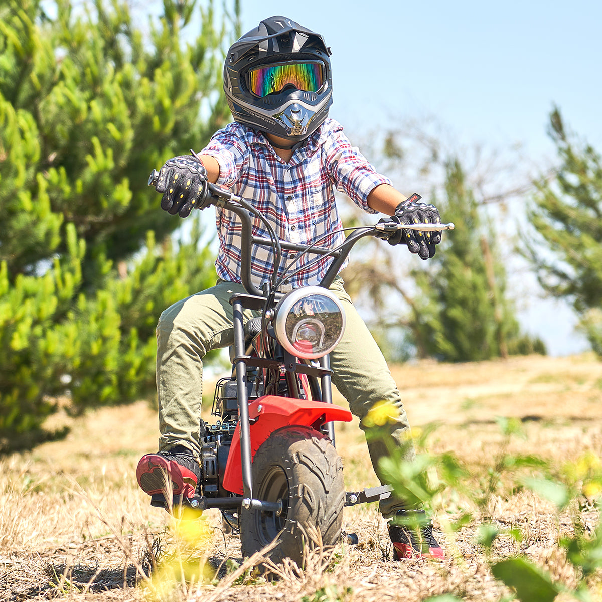 XtremepowerUS Mini Trail Ride On Bike 99cc Dirt Bike Gas 4 Stroke w/ Headlight