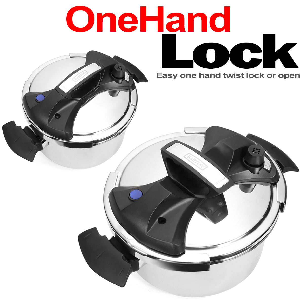 Barton 8 Quart Pressure Cooker Canning Easy Lock Lid Stainless Steel Recipe Book