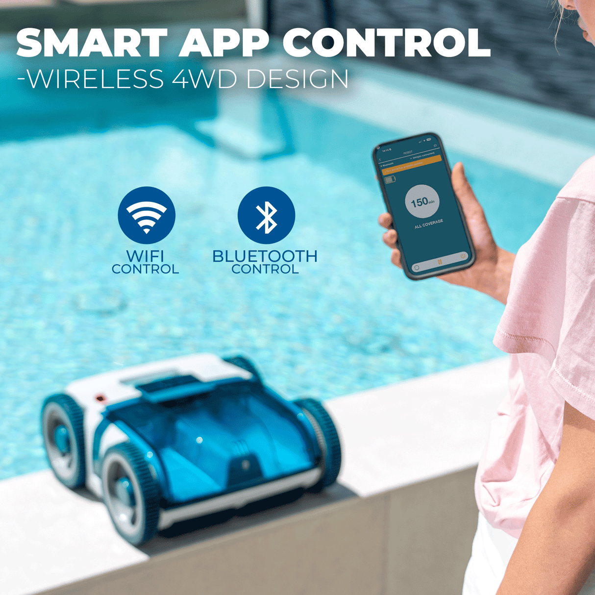 Cordless Pool Cleaner Climb for Inground Swimming Pool App