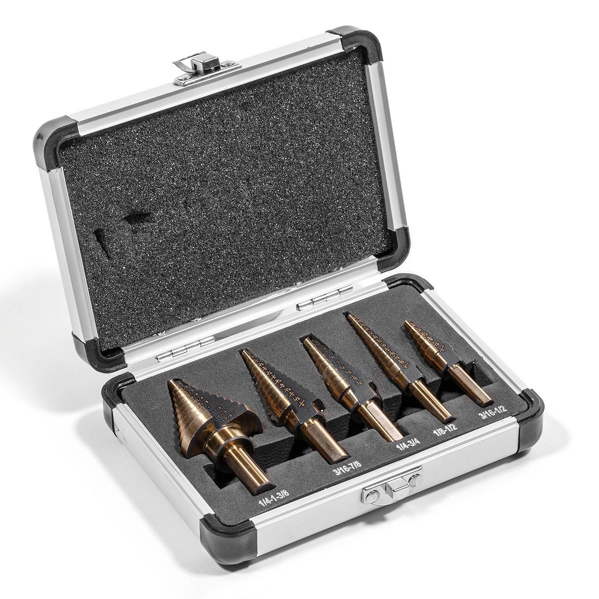 Stark USA 31011 5pc PRO Titanium Step HSS Polished Drill Bit Set
