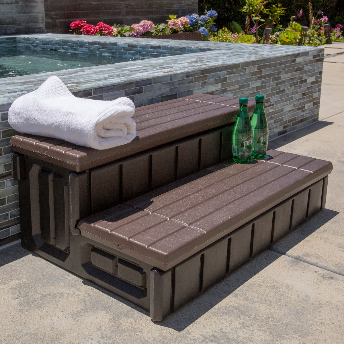 XtremepowerUS 36 Inch Universal Resin Spa and Hot Tub Steps with Storage