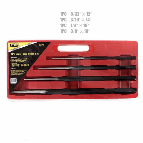 Stark USA 4-Piece Long Tapered Alignment Drift Punch Set Mechanics Steel Taper