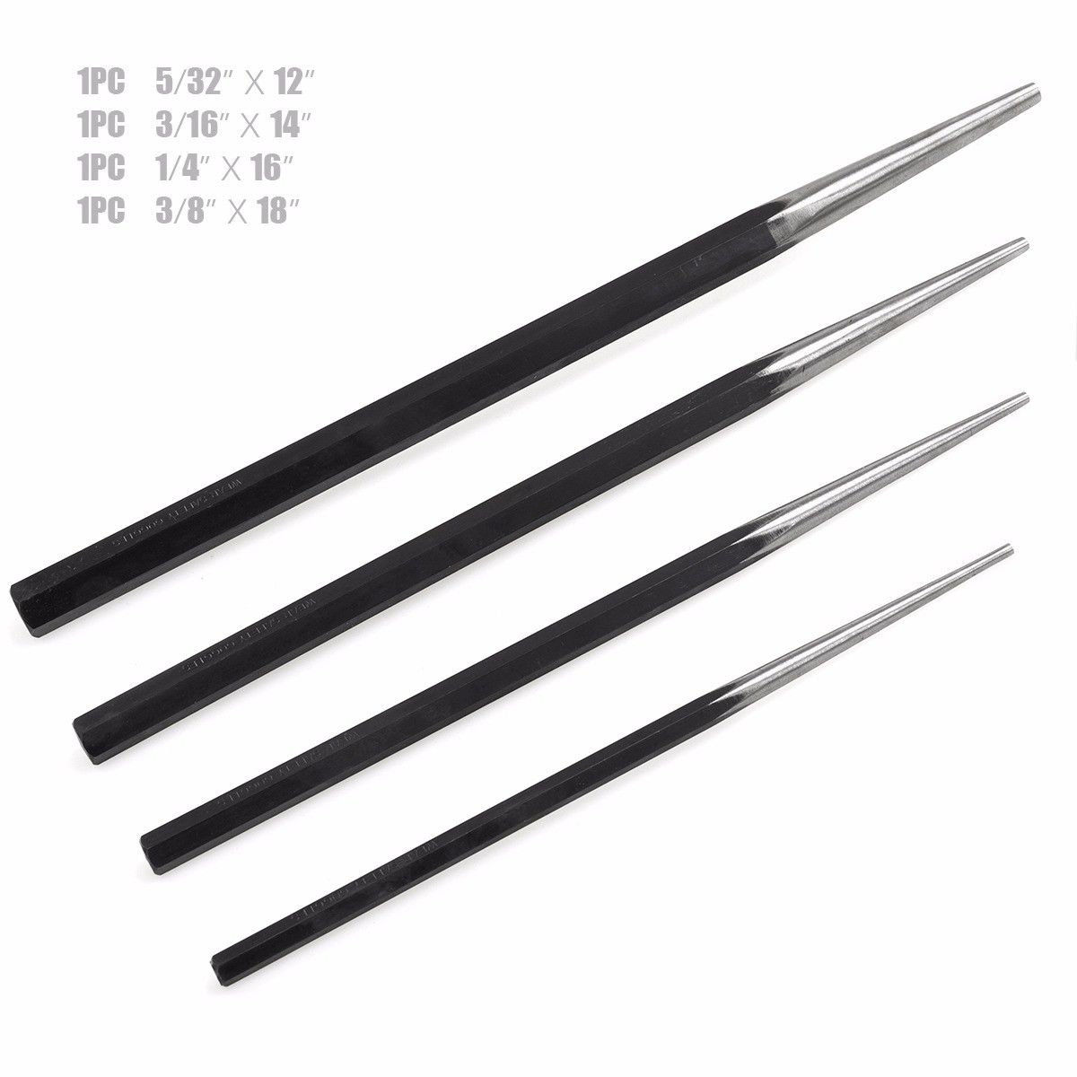 Stark USA 13120 4pc Long Tapered Alignment Punch Set Mechanics Steel Taper