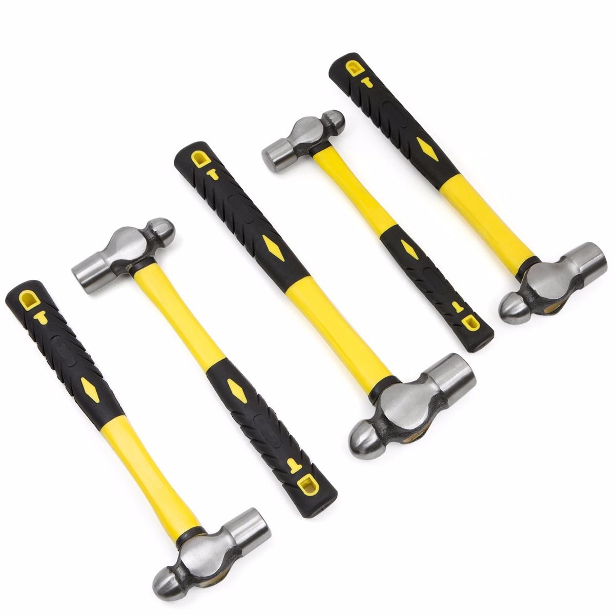 Stark USA Ball Pein Hammer 5pc Set 8 to 32 oz Fiberglass for Metal Rivet Chisel