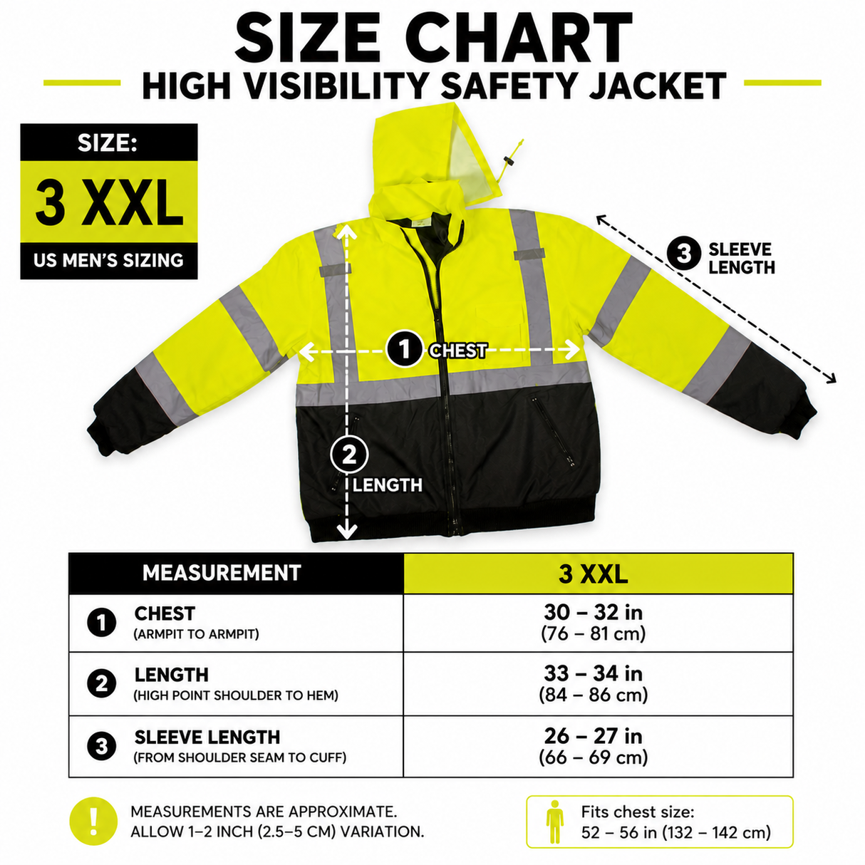 Stark USA Hi-Vis Class 3 Safety Jacket Neon Reflective Coat Bomber Jacket Style