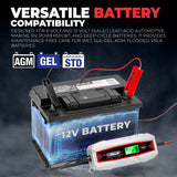 6/12V 4A Battery Charger Maintainer Full Automatic 3-Stages Charging with Clamps