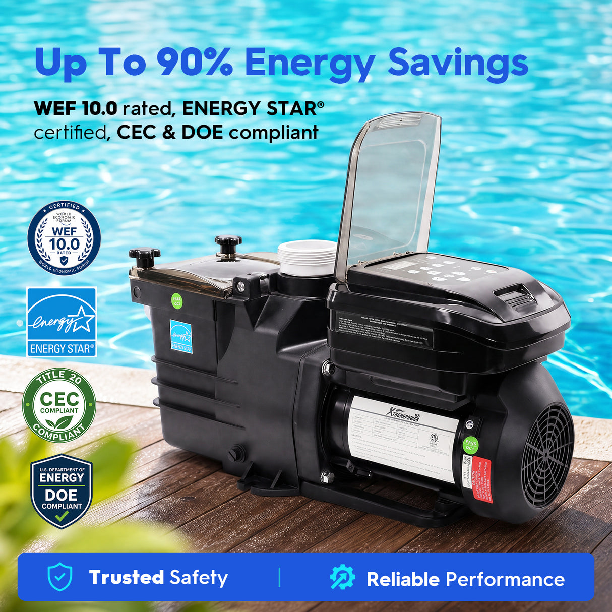 XtremepowerUS 1.65HP Variable Speed Inground Pool Pump, 230V Energy Efficient Pool Pump with Digital Speed Control