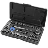 XtremepowerUS 40pc SAE & Metric MM Sockets Set 1/4" & 3/8" w/ Ratchet Set +CASE