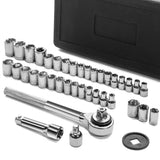 XtremepowerUS 40pc SAE & Metric MM Sockets Set 1/4" & 3/8" w/ Ratchet Set +CASE