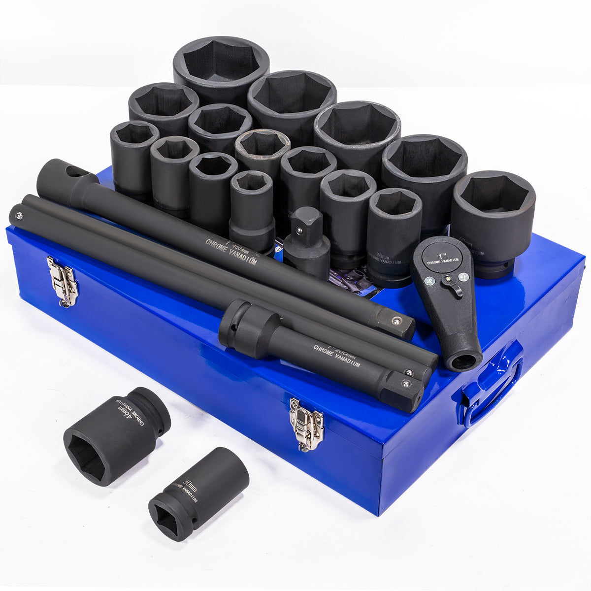 Stark USA 21-Pieces 1" Drive Impact Socket Set 6-Point (27mm - 80mm) Metric Set