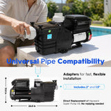 XtremepowerUS 1.65HP Variable Speed Inground Pool Pump, 230V Energy Efficient Pool Pump with Digital Speed Control