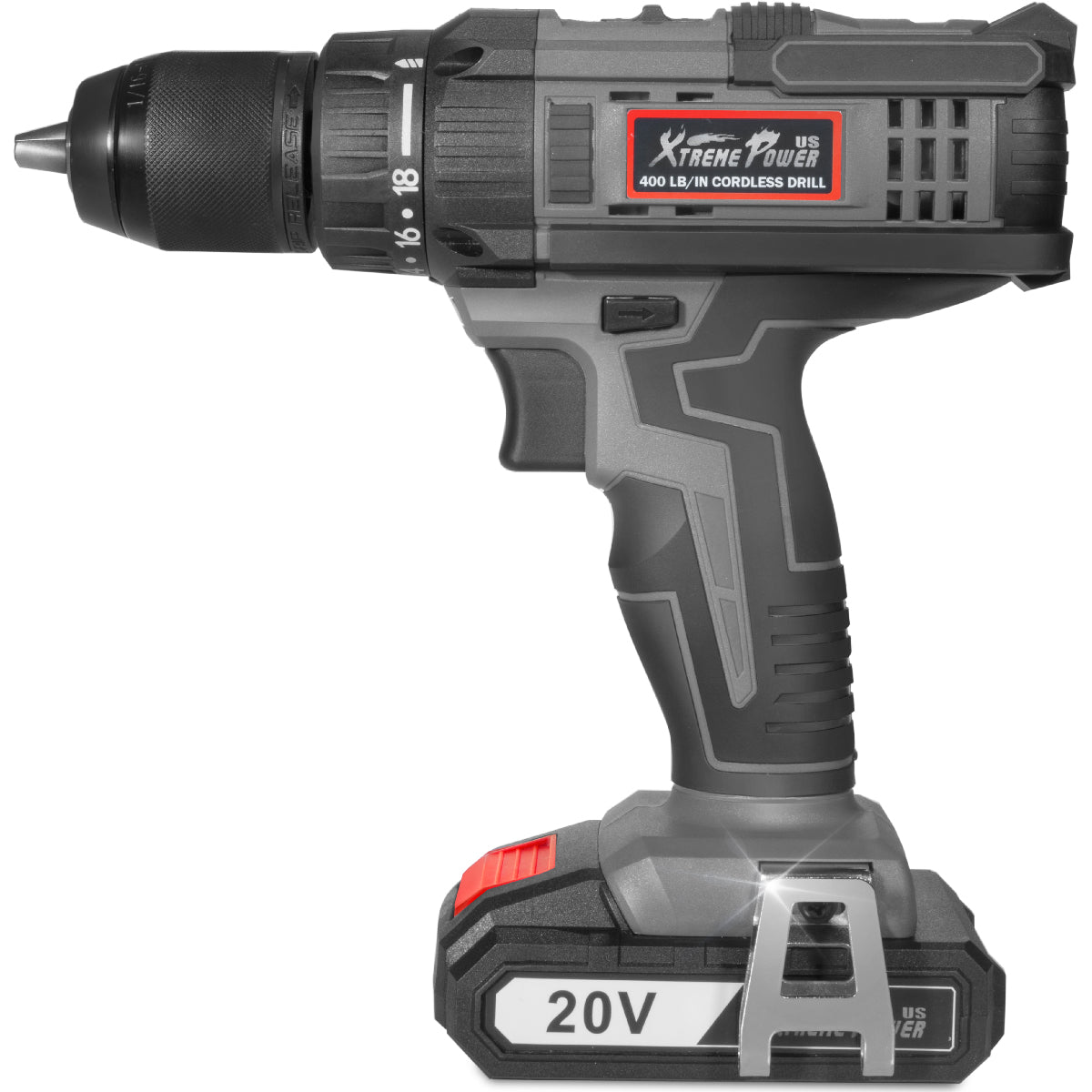 XtremepowerUS 20V MAX Cordless Drill Driver 2000mAh 400In/lbs 18+1 Torque w/ Bag