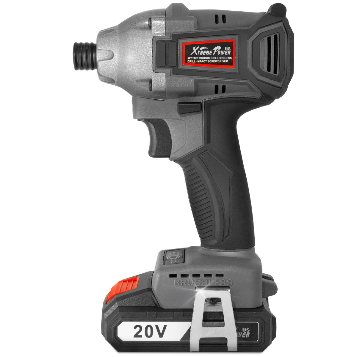 XtremepowerUS 47508 Impact Drill 1/4" w/2.0 Ah Battery 20V Brushless Cordless