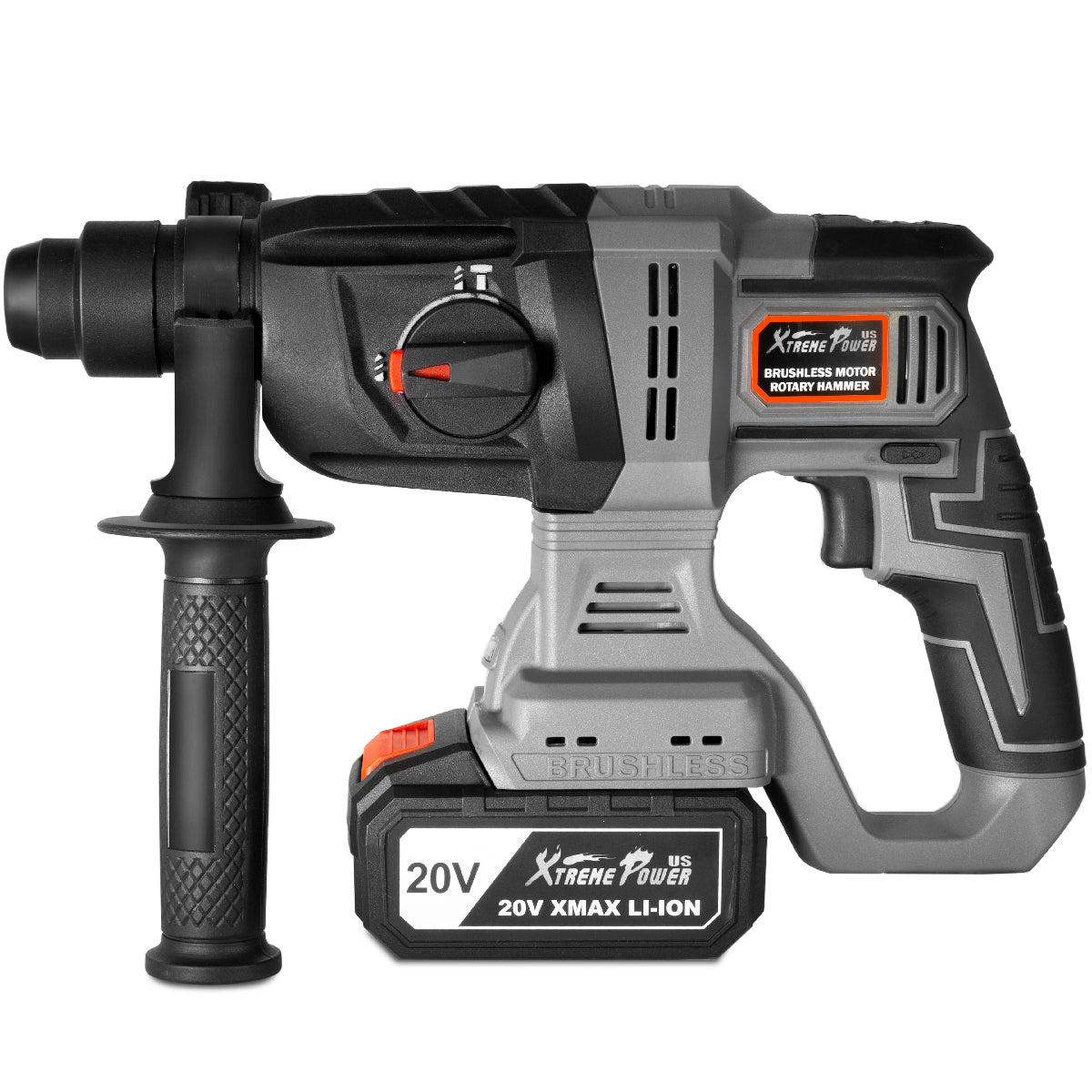 XtremepowerUS 20V Max SDS-Plus Rotary Hammer Drill Brushless 4.0Ah Lithium Bag