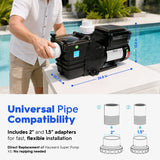 XtremepowerUS 1.65HP Variable Speed Inground Pool Pump, 230V Energy Efficient Pool Pump with Digital Speed Control