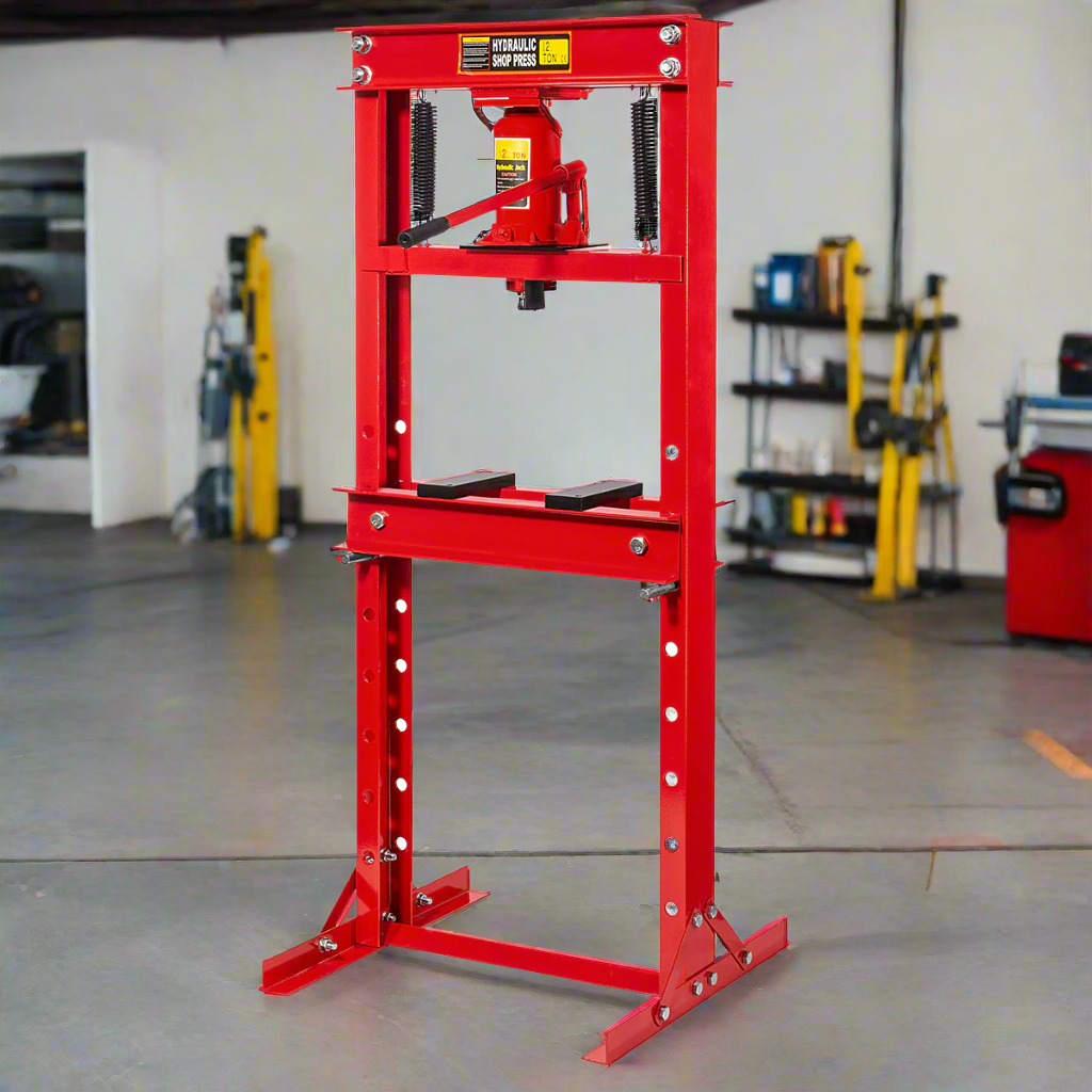 Stark USA Heavy Duty 12 Ton H-Frame Hydraulic Floor Press Shop Press Garage, Red