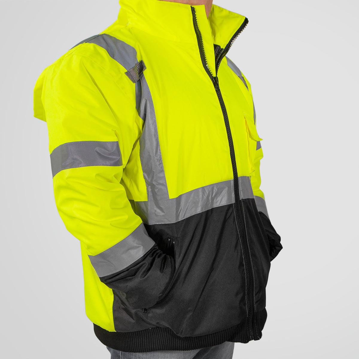 XtremepowerUS Size Large Hi-Vis Class 3 Safety Jacket Yellow Neon Reflective