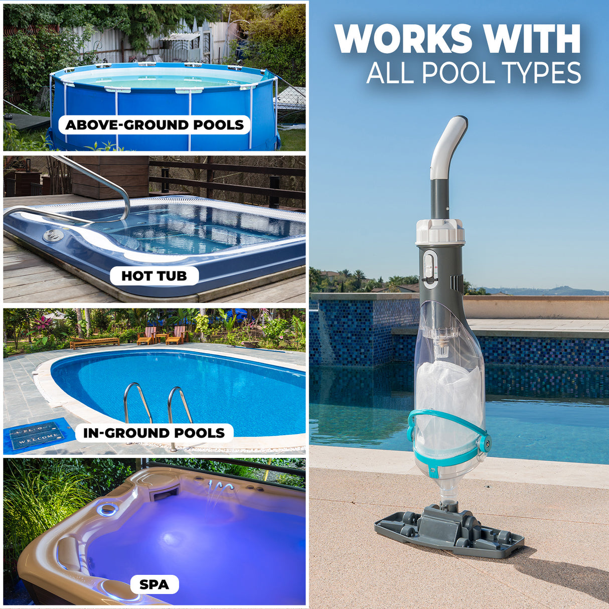 XtremepowerUS Cordless Handheld Cleaner 40W, 18.5 GPM Rechargeable Pool Vacuum