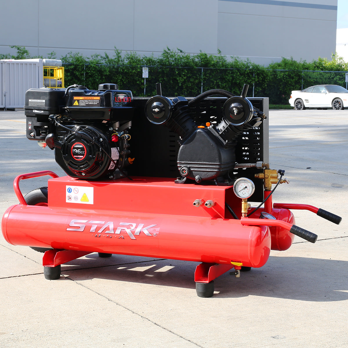 Stark USA 10 Gallons 6.5 HP Portable Gas-Powered Twin Stack Air Compressor Tank