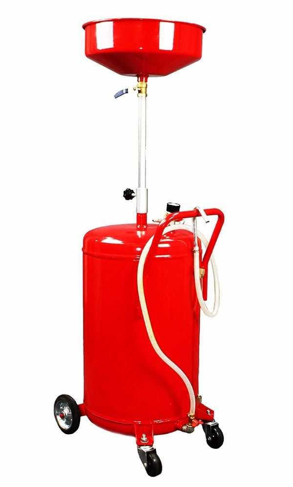 XtremepowerUS Oil Drain Container 20 Gallon Tank Air Operated Drainer Pan, Red