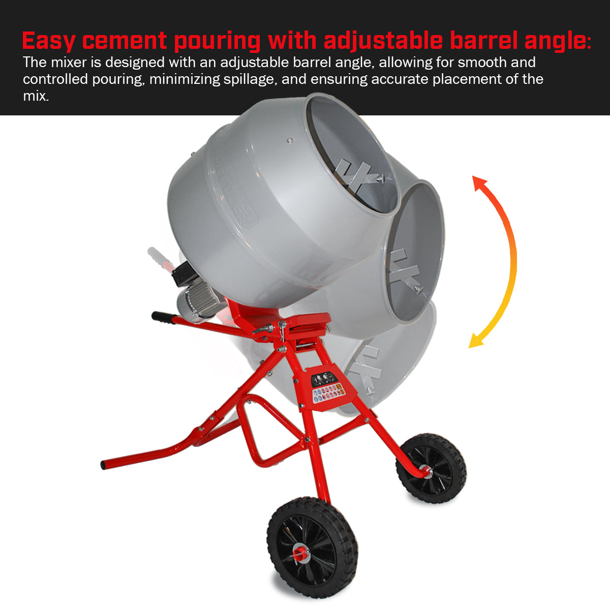 XtremepowerUS Gear Driven 4.6 cu ft Portable Cement Mixer Concrete Mortar Barrow Direct Drive GearBox