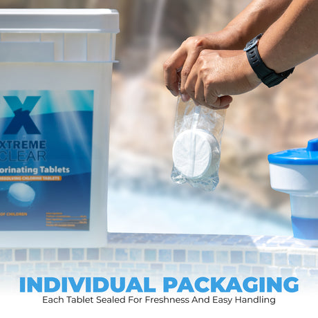 XtremeClear 3" Chlorine Tablets Swimming Pools Individually Wrapped, 45 Pounds