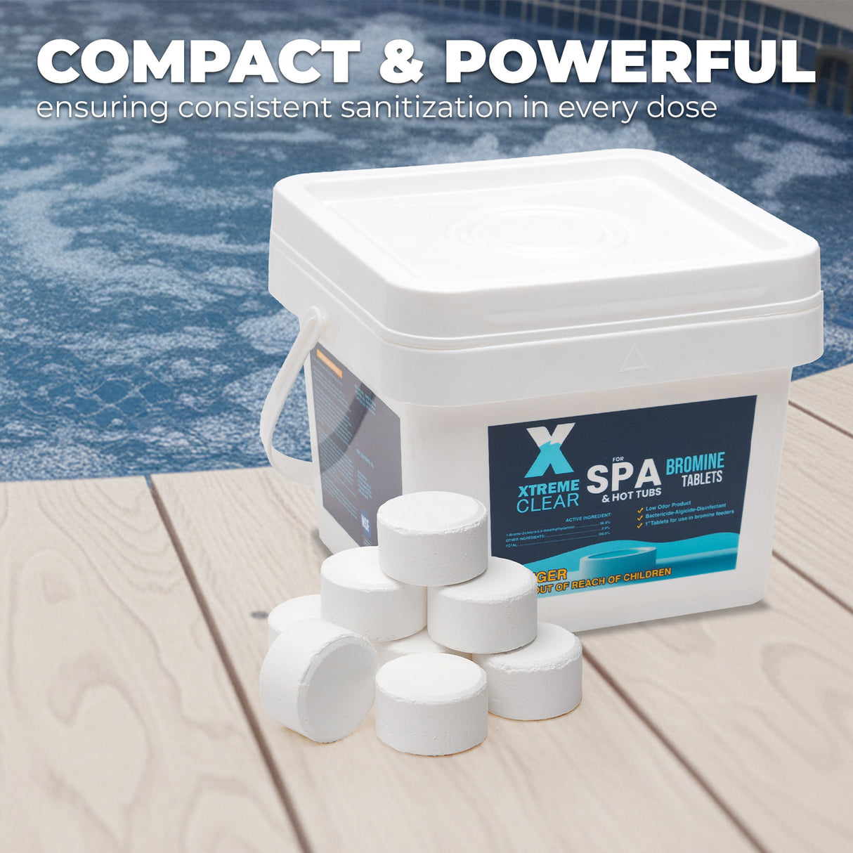 Xtremeclear Bromine Tablets for Spa & Hot Tub – 5 lbs Bottle, 1-Inch Tablets