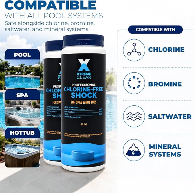 XtremepowerUS XtremeClear 2-Pack Non-Chlorine Spa & Pool Shock Oxidizer, 32 oz