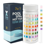 7-in-1 Swimming Pool Hot Tub & Spa Test Strips, 100 Count Pool Water Test Kit for Bromine, Chlorine, pH, Alkalinity, Hardness, Cyanuric Acid