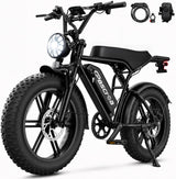 Electric Bike for Adults,1500W Peak 20" Fat Tire Ebike 28MPH 65/110 Miles