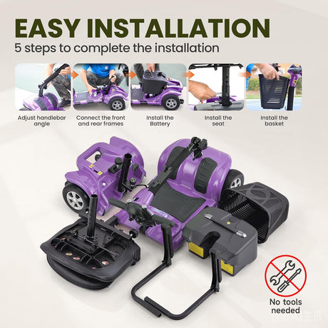 4 Wheel Mobility Scooter for Seniors, Foldable, 15 Miles, 4.5 MPH, 330 LBS