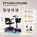 4 Wheel Mobility Scooter for Seniors, Foldable, 15 Miles, 4.5 MPH, 330 LBS