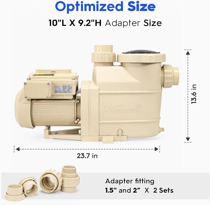 PUMP POOL INGROUND 1.5HP 230V VARIABLE SPEED W/ UNION 1.5/2IN.