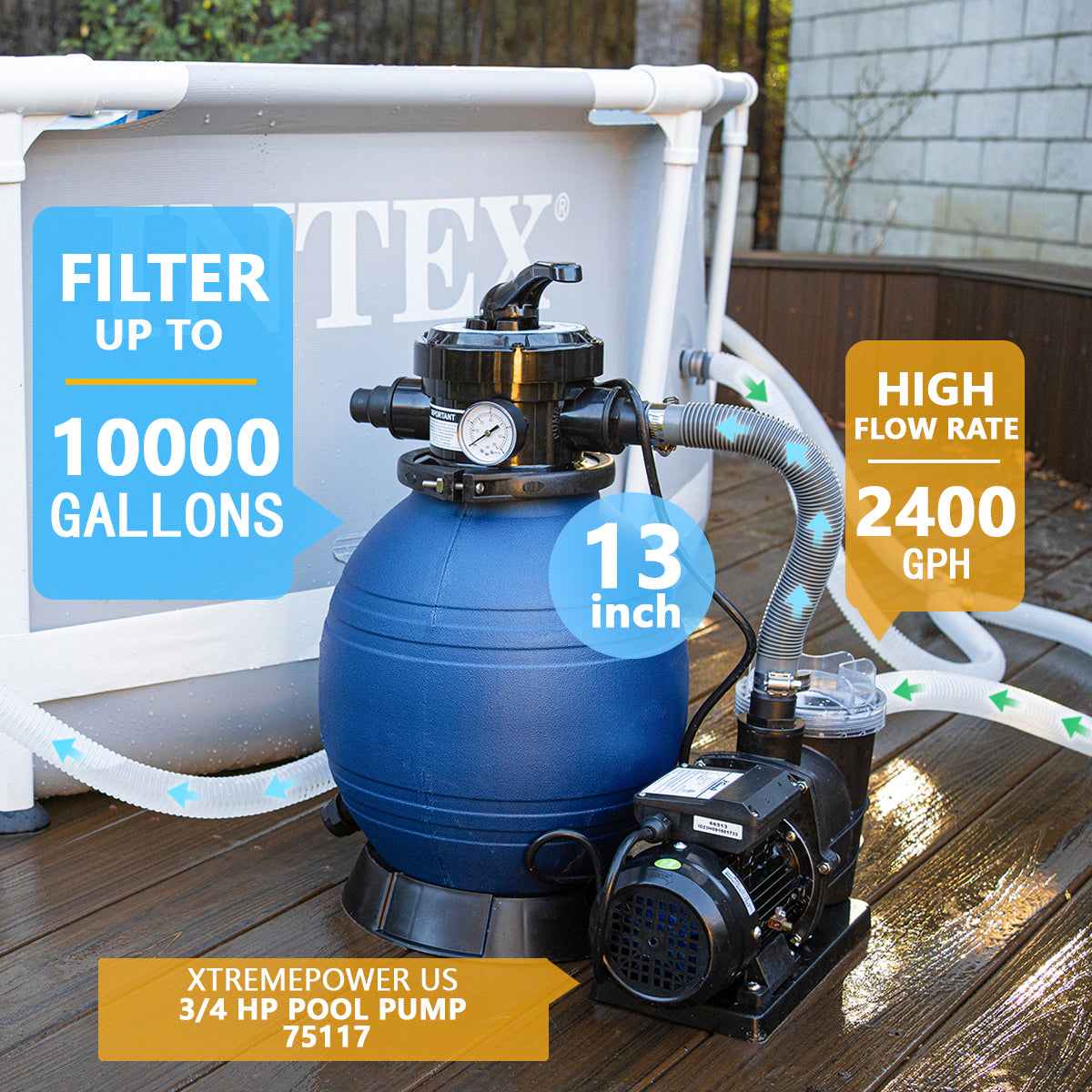 Xtreme POWER Us Xtremepowerus 13 Sand Filter 75 Hp Pool Pump